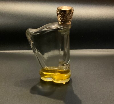 Vintage Perfume Almost Empty  Bottle ''AVON'' Harp 4'' X 2.25'' Clear Glass 