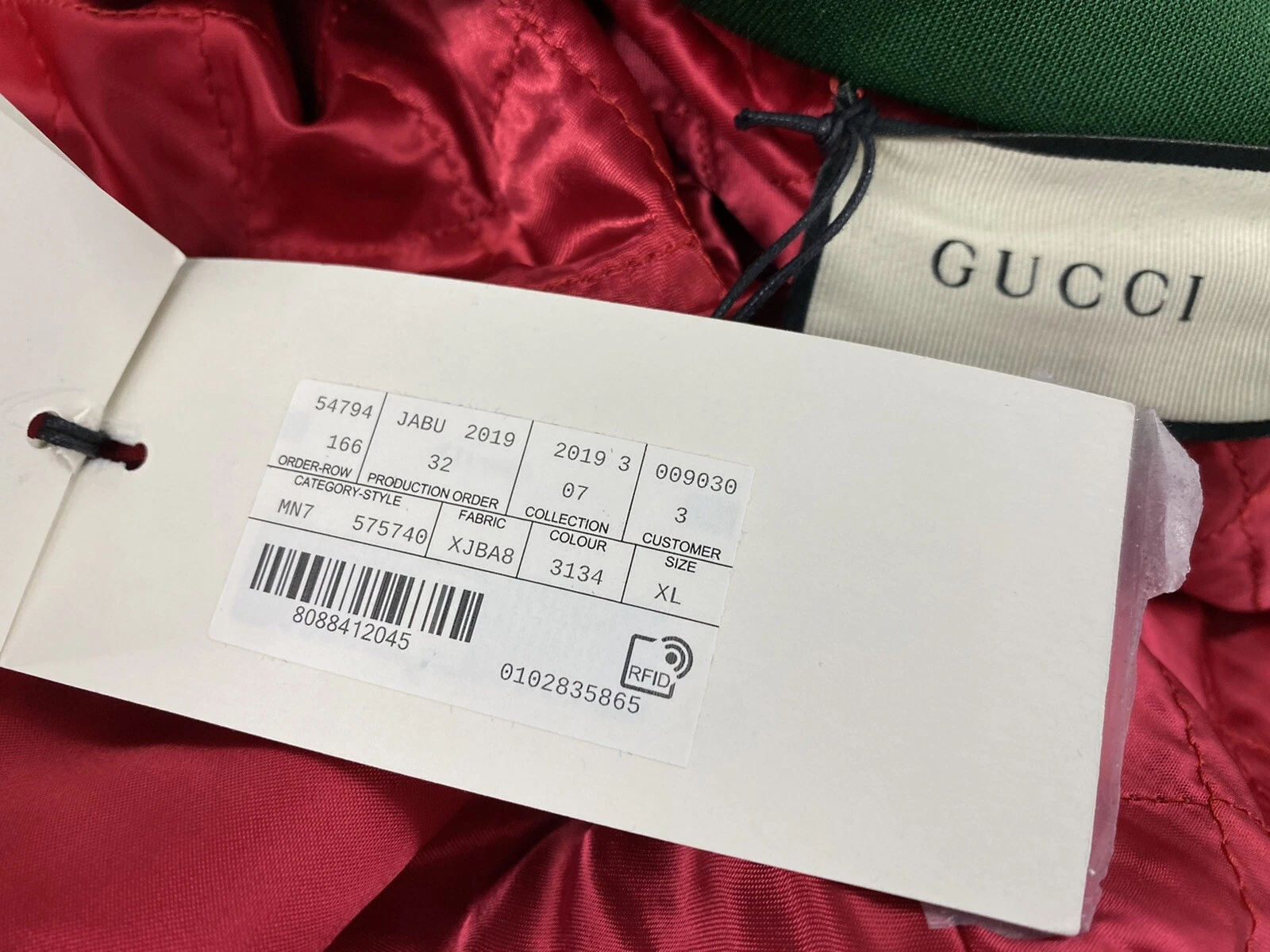 Bomber Gucci in seta verde $3.000 taglia US XL Made in Italy