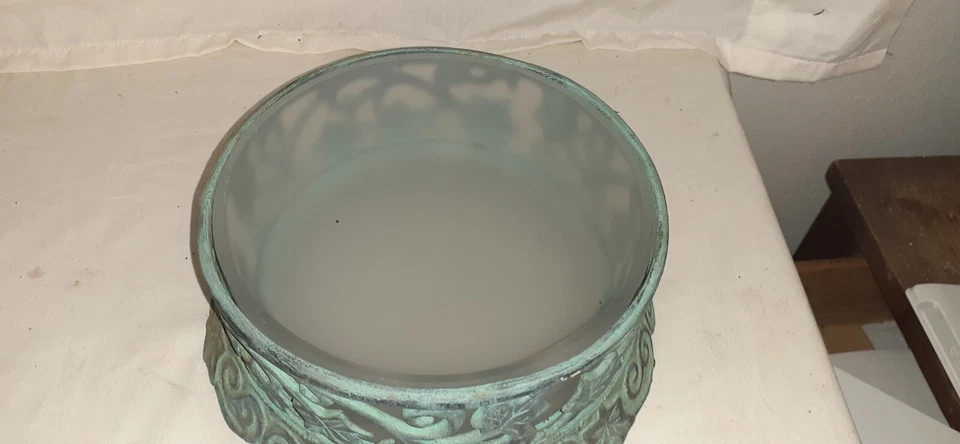 Suporte de vela de alumínio fundido metal jardim citronela interior exterior Verdigris - Imagem 2 de 4