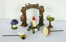 Fairy Garden Lot Gnome Turtle Mushroom Welcome Sign Bird Bath Miniatures Mini
