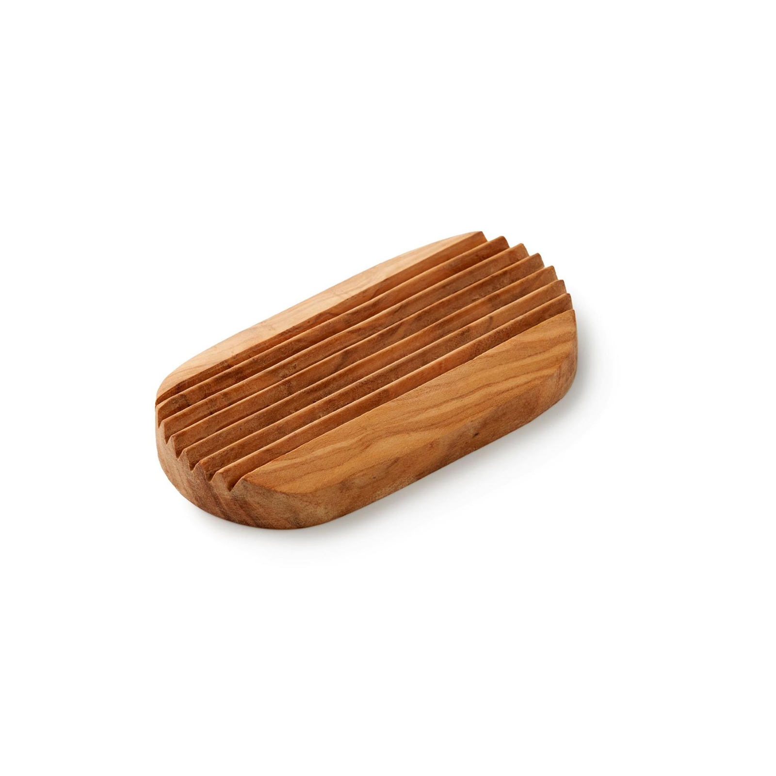 Eco Living Olive Wood Grooved Soap Dish - Oval