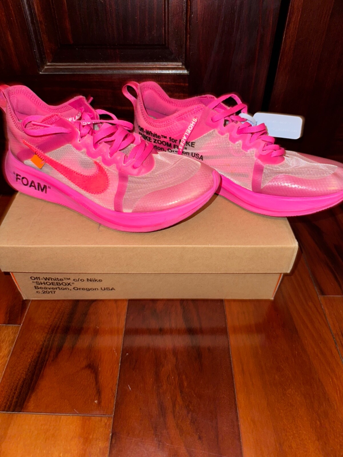 OFF WHITE X NIKE Taglia 9 5 Nike Zoom Fly SP x BIANCO SPORCO rosa tulipano 2018 ha ancora un'etichetta autentica