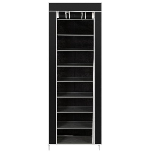 10 Tier Shoe Rack Black Non-Woven Fabric 9 Lattices Space Saving Storage Unit - Picture 7 of 11