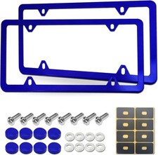 Blue License Plate Frames- Aluminum Front Rear Car Tag Covers For Men