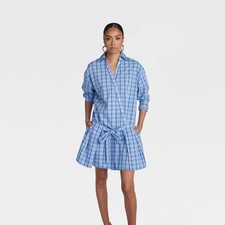 KBB by KAHLANA Women 'The Apron Shirt Dress' - Purple Plaid S