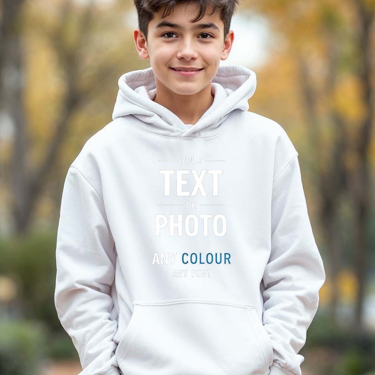 Personalised Kids Hoodie Custom Any Text Image Photo Boys Girls Hooded Jumper image 7