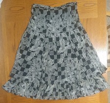 EMMA JAMES Vintage Black White Double Tiered Skirt SZ P M 28" 90's BOHO 