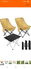 Folding Camping Chair Set of 3,Lightweight Camp Chairs with Table,Large Lawn ...