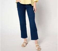 Belle by Kim Gravel Anchor Button Cropped Jean-Drk Indigo-Petite 8 A636301 NEW