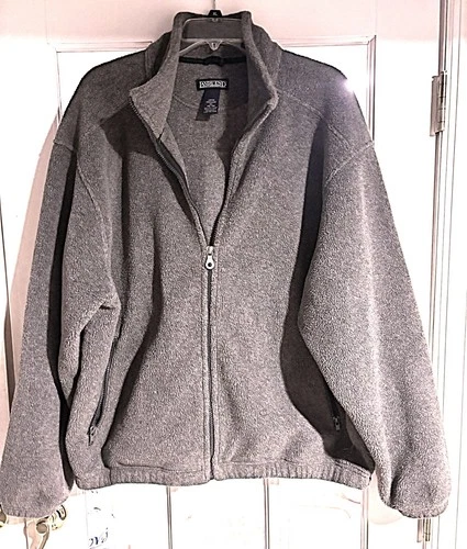 Lands End Men XL Gray Fleece Full Zip Jacket Soft Mock Neck video thumbnail