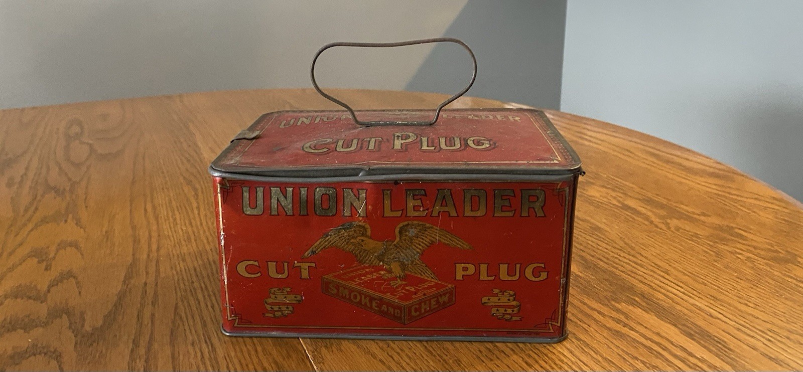 Antique UNION LEADER CUT PLUG EMPTY TOBACCO TIN