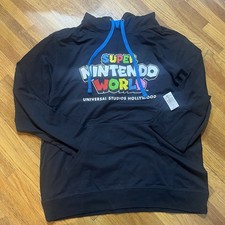 Universal Studios Super Nintendo World Black Hoodie Sweater Pullover Size Medium