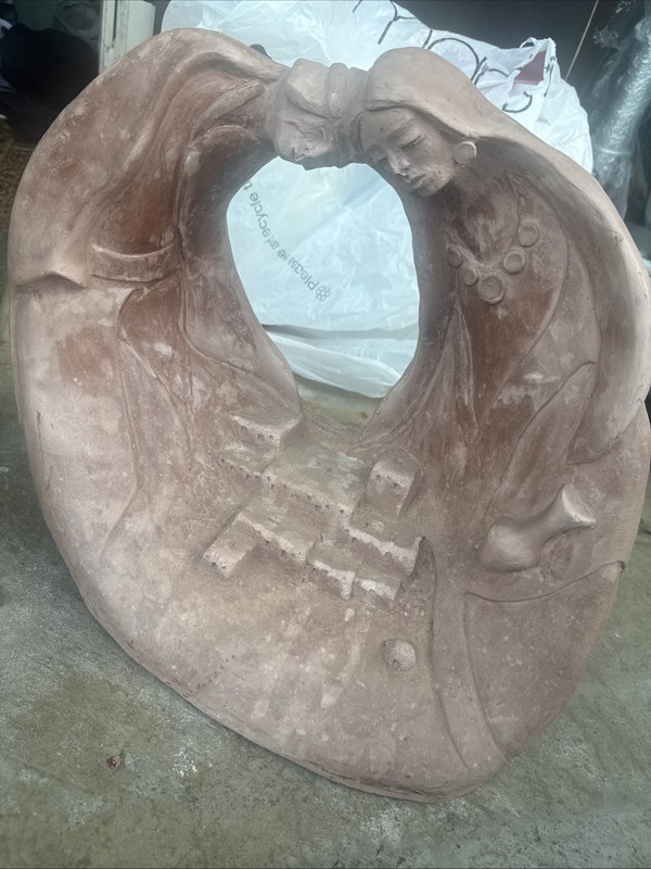 Vintage  Sculpture Julous Begay Heavy Red Clay Signed Navajo Art 16x14