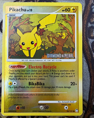 Pokémon TCG Pikachu Reverse Holo -Diamond and Pearl Stamped - BK Promo