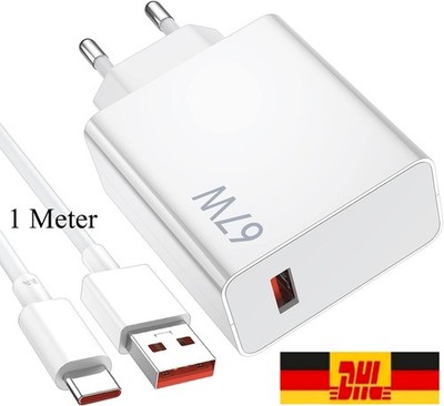  Für Xiaomi 67W Schnell Ladegerät Netzteil 6A USB-C Kabel Redmi Note10/11/12Pro