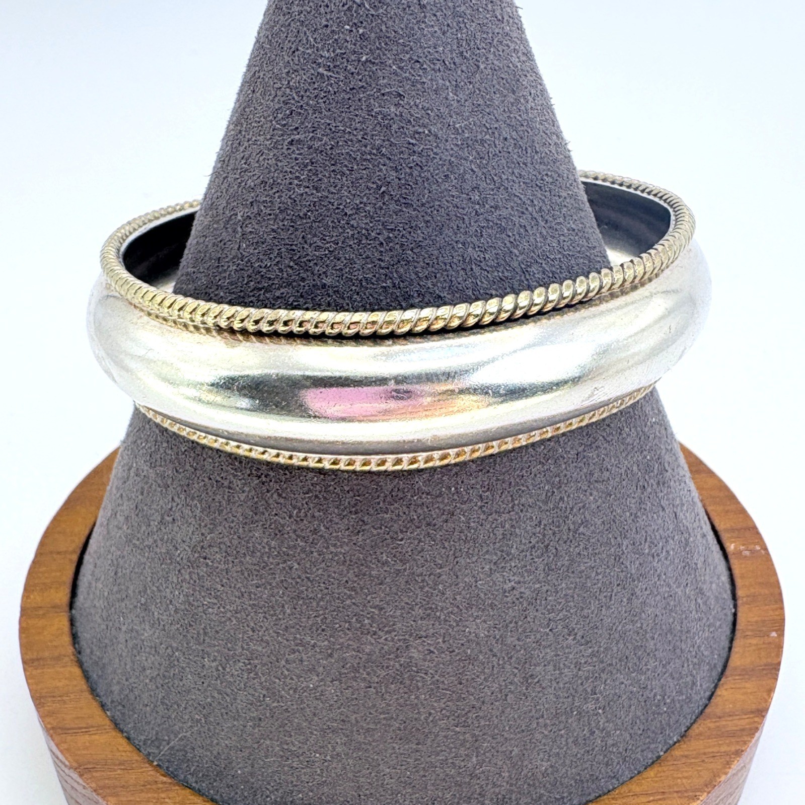 VTG  Solid Sterling Silver 925 Wide Cuff Bracelet… - image 1