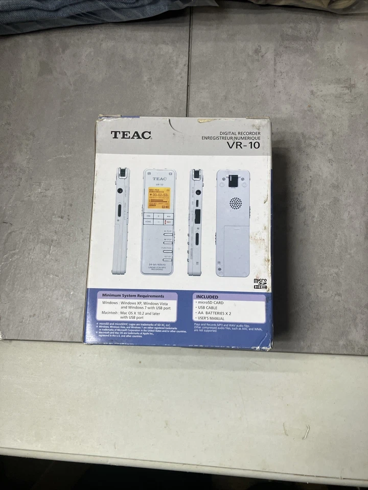 Teac VR-10 Handheld Digital PCM Recorder Voice Sound Gray Portable Audio Mic USB - Image 3 of 4