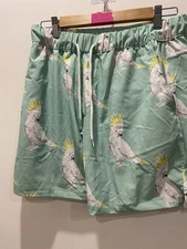Cheeky Chickadee Board Shorts Mens Size 30 Green Cockatoo Quick Dry Swim Beach