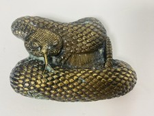 Slithering Rattlesnake 1976 Belt Buckle Bergamot Brass Works Coiled Vintage