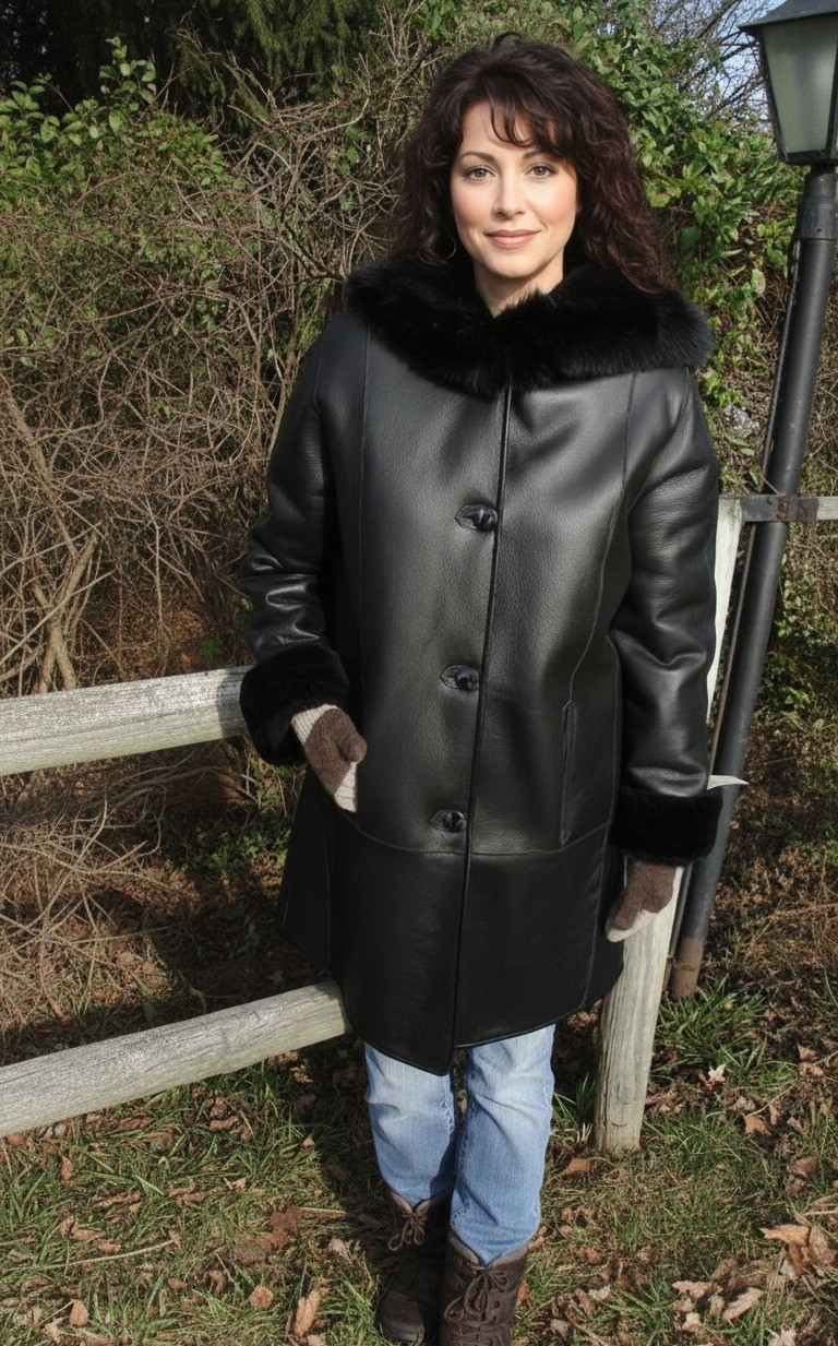 Chaqueta Abrigo TRINCHERA REAL 100% PIEL DE OVEJA IMITACIÓN PIEL MARLBORO MUJER