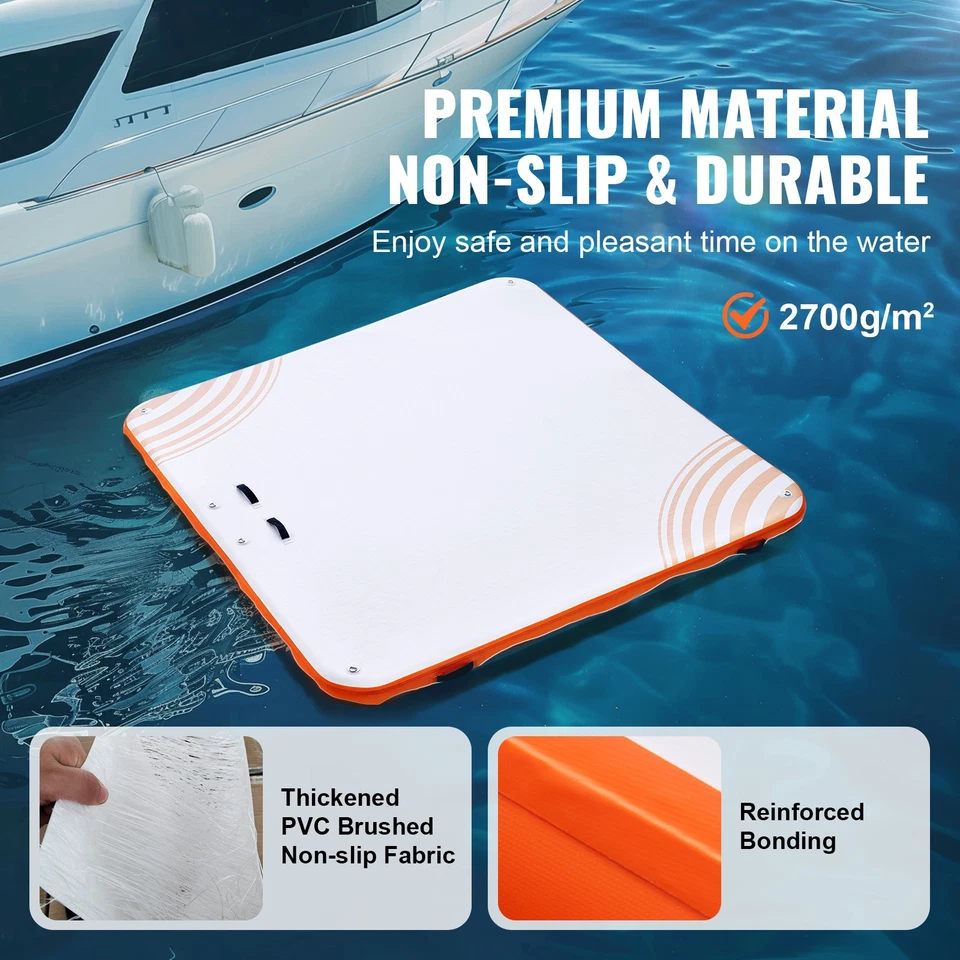 Uimoso Inflatable Floating Dock 7x7FT Inflatable Dock Platform Mat with Ladder - Image 2 of 4