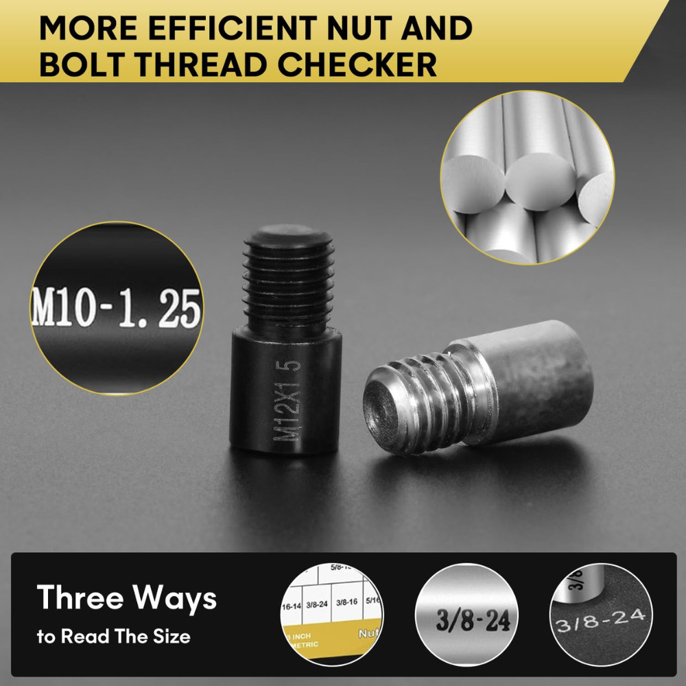 Nut and Bolt Thread Checker - 26 Gauges (14 Inch & 12 Metric) - 26-Piece Set