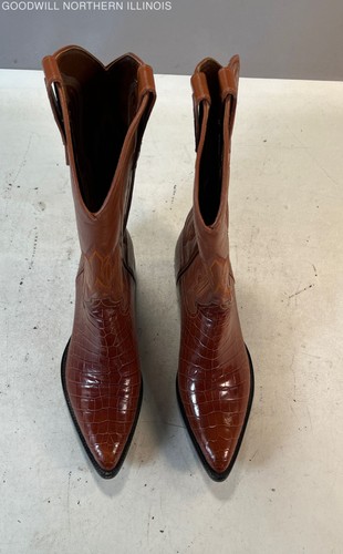 Men's Brown Leather Western Cowboy Boots, Size 9D - Picture 4 of 7