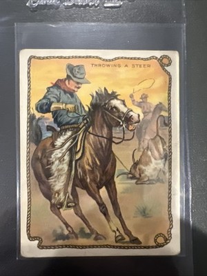 1909 T53 Hassan Cowboy Series Set-Break Throwing A Steer VG