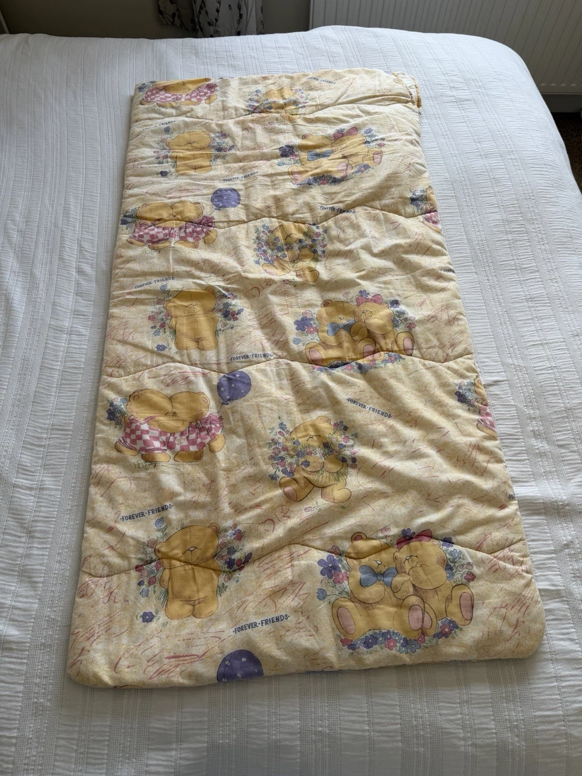 Vintage 1990s Forever Friends Peach Orange Sleeping Bag Cotton Blend Retro