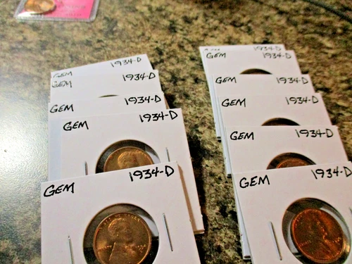 1934-D LINCOLN WHEAT CENT GEM BU RED FROM ORIGINAL ROLL    XX