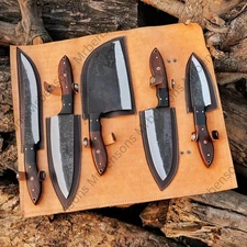 CUSTOM HANDMADE FORGED CARBON STEEL CHEF KNIFE KITCHEN KNIVES CHEF SET