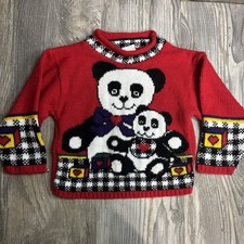Panda bear youth size 4 sweater Y2K Unbranded