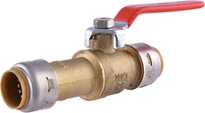 Max 3/4 Inch Slip Ball Valve, Push to Connect Brass Plumbing Fitting, PEX Pipe,