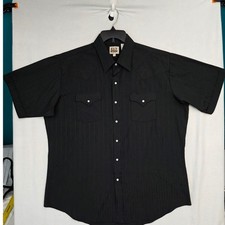 Ely Cattleman Western Shirt XL Black Pearl Snap Short Sleeve Jacquard Cowboy