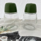 Vintage Federal Housewares Salt & Pepper Shakers Glass Avocado Green MCM