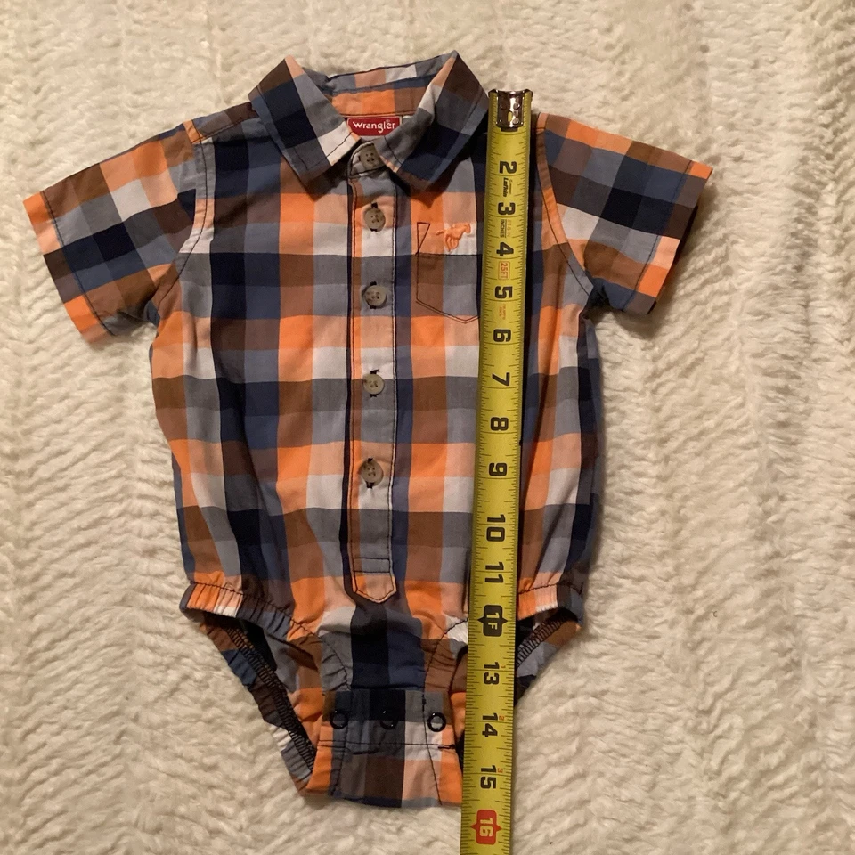 Bebé Niño Wrangler 12 Meses Naranja Botón Frontal Logo Bolsillo Camisa  Foto 2 de 4