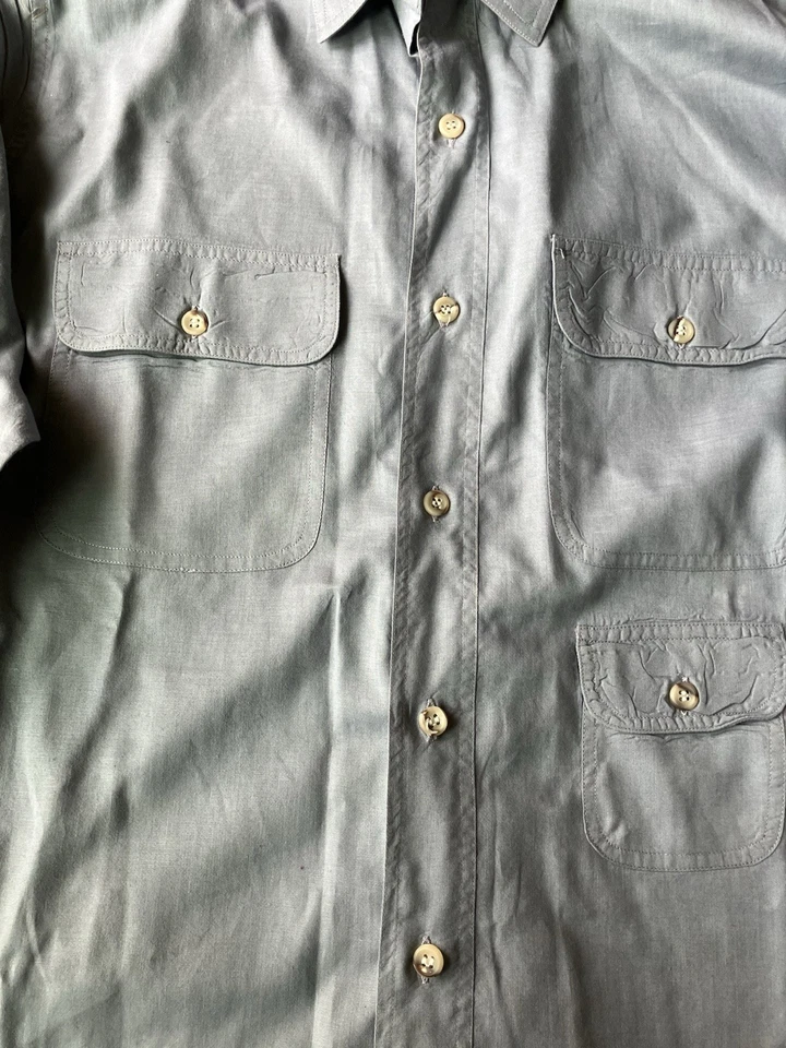 Vintage Banana Republic Safari Travel Shirt M Gray Utility Pockets Mill Valley - Image 3 of 4