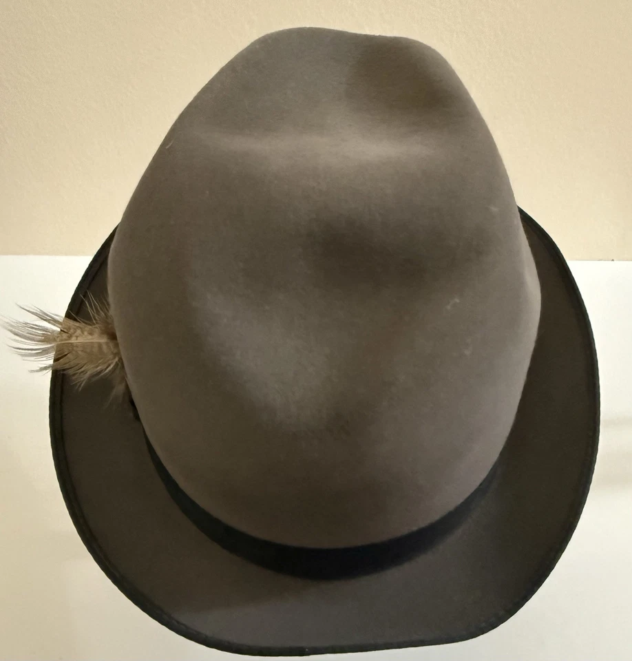 Fedora de fieltro gris vintage DOBBS Fifth Avenue New York TALLA 7 1/4 ovalada hecha en EE. UU. Foto 4 de 4