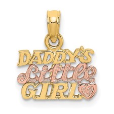 14k Two-tone Gold DADDY'S LITTLE GIRL Charm Pendant 0.88gm L-12.85 mm, W-13.2 mm