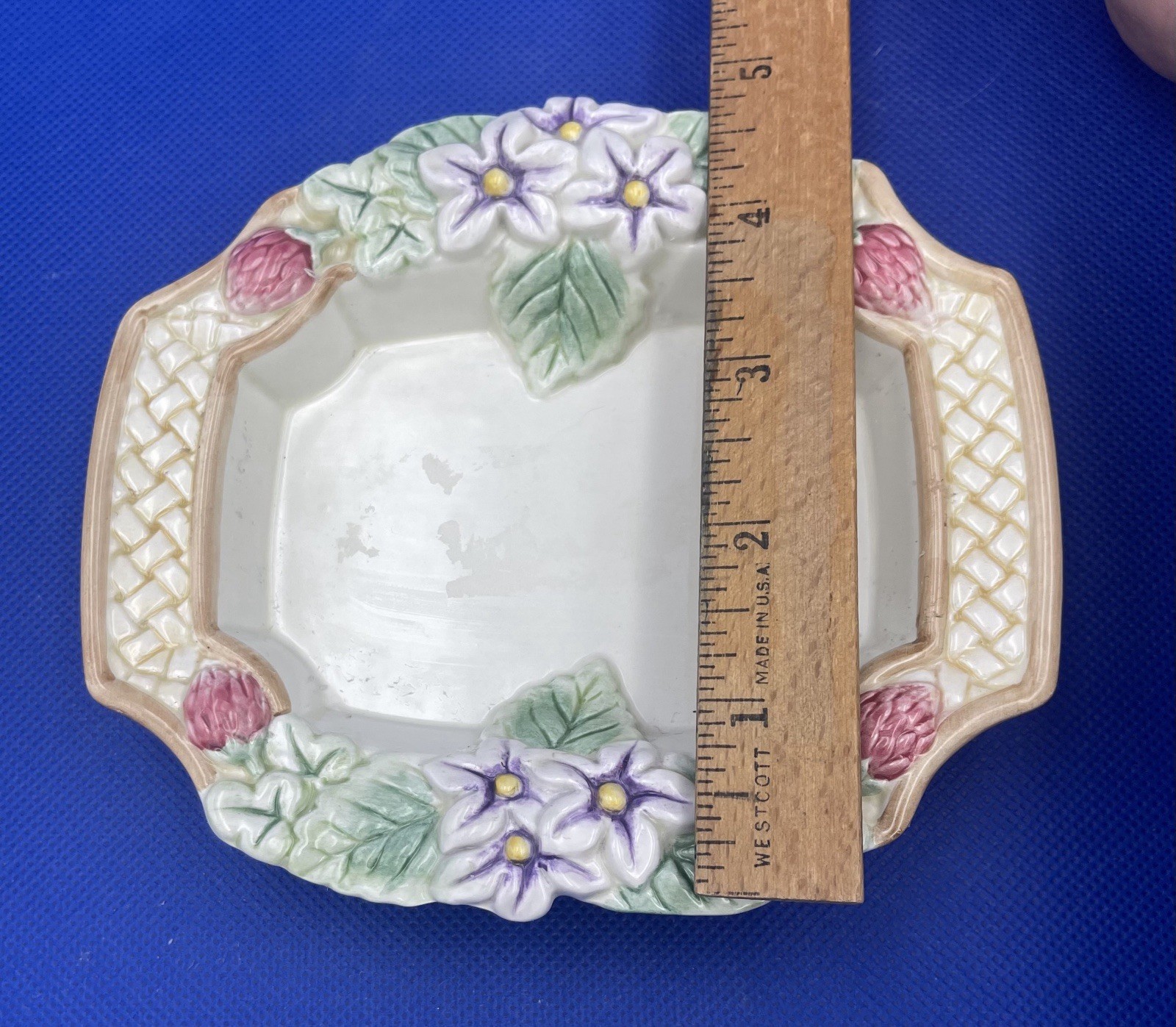 Fitz And Floyd Essentials Hand Crafted Floral Trinket Dish Soap Dish  thumbnail 4