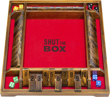 Shut the Box Premium Wooden Dice Game, Classic 4 Player Board Game - 10 Number R
