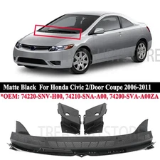 For Honda Civic 2006-2011 Front Top Windshield Cowl & Wiper Arm Trim Panels Set