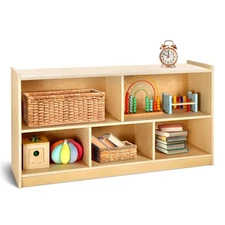 Wooden Storage Cabinet, 5-Section Montessori Bookshelf, Kids Toy Storage Orga...