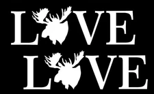 Moose LOVE Two 7" White Vinyl Graphic Decals Car Truck Camper Van Windows Laptop
