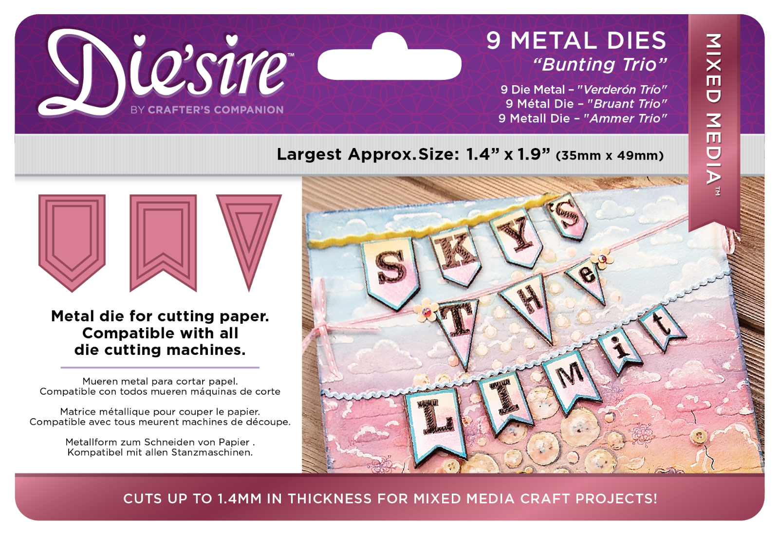 Bunting Trio - Crafter's Crafters Companion Die'Sire Mixed / Multi Media Dies