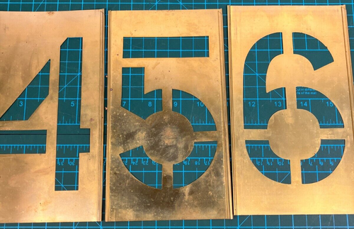 Vintage Reese’s Adjustable Brass Stencils In Box Numbers 3" 0-9 $ blank Lockedge - Picture 10 of 13