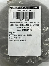 Dorstener Wire Tech 101.75 mm OD x 48.65 mm ID Disc Mesh (Qty-100) IMP 135-31883
