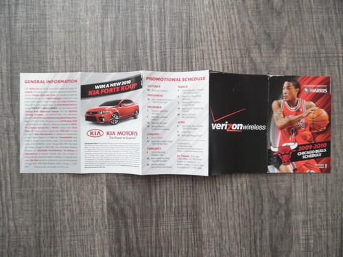 2009-10 Chicago Bulls NBA Pocket Schedule Derrick Rose Verizon Wireless - Picture 4 of 4