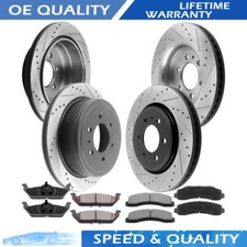 Front Rear Drilled Brake Rotors And Ceramic Brake Pads For 2010-2011 Ford F150
