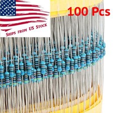 1/4W 1 Metal Film Resistor 100 Piece Packs 3.3 10 51 220 330 470 10K Ohm Values